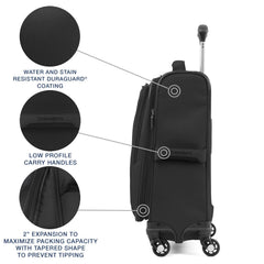 Travelpro Maxlite 5 Softside Expandable Luggage with 4 Spinner Wheels, Lightweight Suitcase, Men and Women Black Carry On 19 Inch U5
