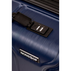 NONSTOP NEW YORK Luggage Expandable Spinner Wheels hard side shell Travel Suitcase Lightweight, TSA Lock, Double USB Port ( Navy , Checked-Medium 24-Inch ) Navy Checked Medium 24 Inch U7