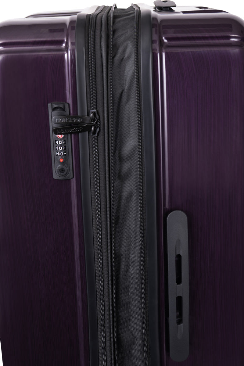 NONSTOP New York Elite Luggage Expandable Lightweight Spinner Wheels hard side shell Travel Suitcase Set, TSA Lock, Double USB Port, 3 packing cubes ( Plum , 3-piece Set (20/24/28) ) Plum 3 Piece Set 20 24 28 U1