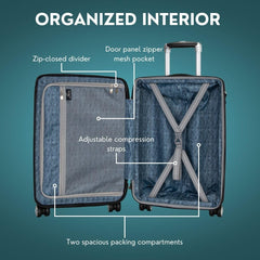 Skyway Nimbus 4.0 Expandable, Durable Hardside, 4 Wheel Spinner, Lightweight Suitcase, Unisex, Stylish, Maritime Blue, Carry-On 20-Inch ( Shiny Silver , Carry-On 20-Inch ) Shiny Silver Carry On 20 Inch U1