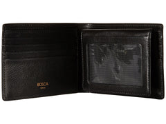 Bosca Men's Dolce Collection - Credit Card Wallet w/ ID Passcase Black One Size U2