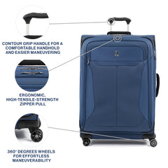 Travelpro Tourlite Softside 29" Expandable Luggage with 4 Spinner Wheels, Lightweight Suitcase, Checked Large ( Blue , Checked-Large 29-Inch ) Blue Checked Large 29 Inch U14