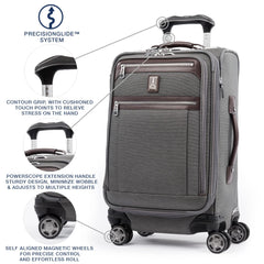 Travelpro Platinum Elite Softside Expandable Checked Luggage, 8 Wheel Spinner Large Suitcase, TSA Lock, Men and Women ( Vintage Grey , Carry-On 21-Inch ) Vintage Grey Carry On 21 Inch U7