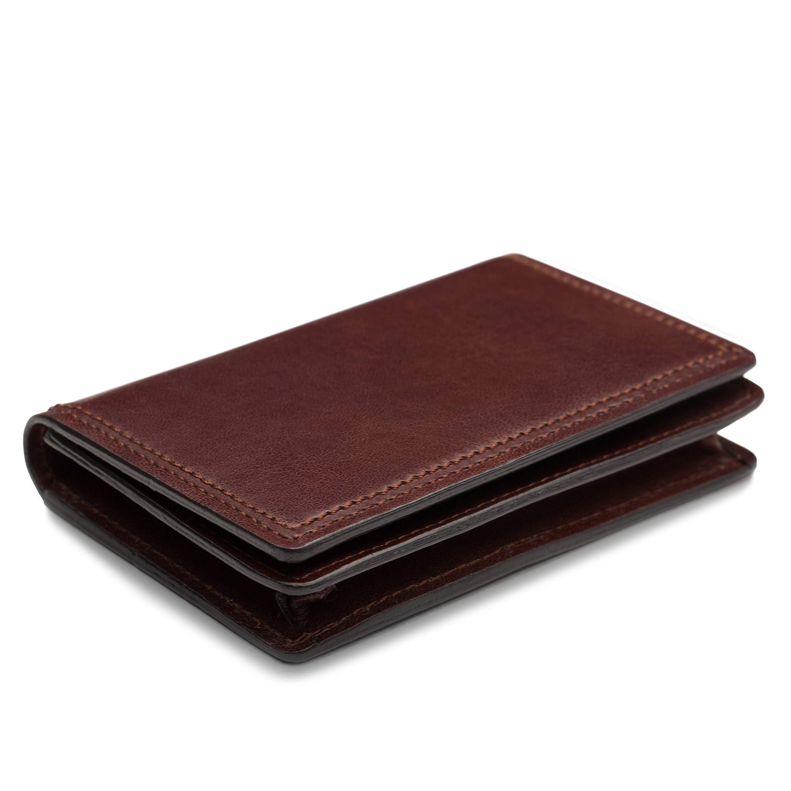 Bosca | Men’s 2 Pocket Card Case Wallet w/I.D. Window in Dolce Italian Leather ( Dark Brown , One Size ) Dark Brown One Size U2