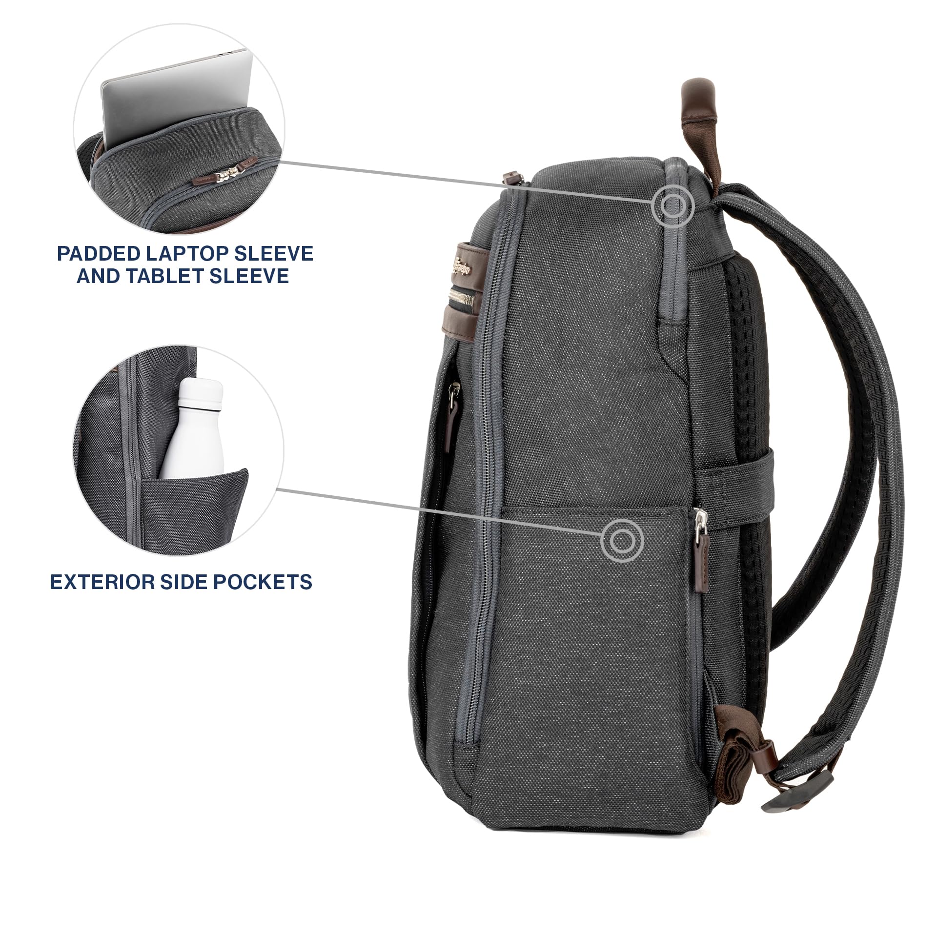 Travelpro Platinum Elite Laptop Travel Backpack, Fits up to 16 Inch Laptop, Business, Water Resistant, Men and Women ( Grey , 16 Inch ) Grey 16 Inch U1