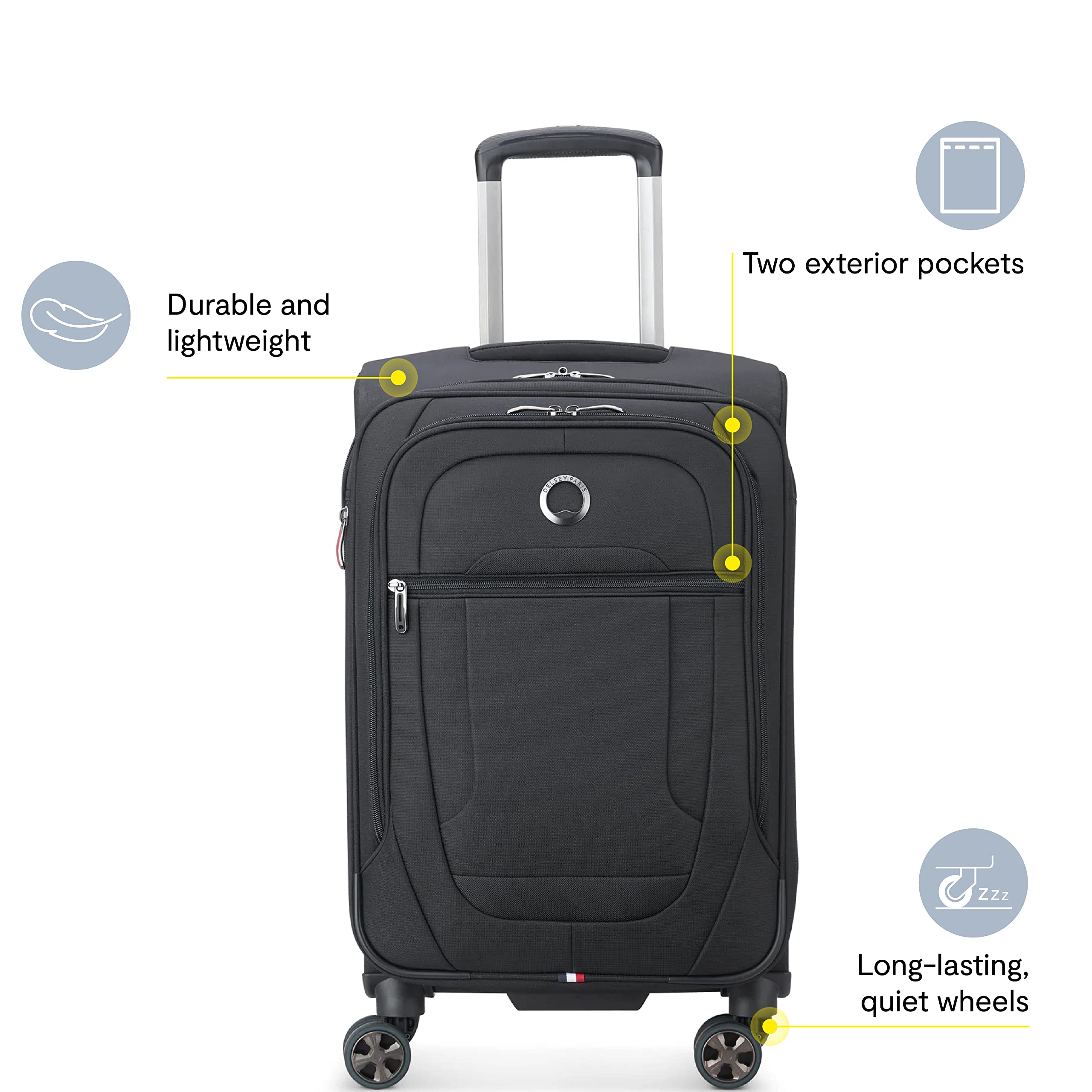 DELSEY Paris Helium DLX Softside Expandable Luggage with Spinner Wheels ( Navy Blue , Carry on 20 Inch ) Navy Blue Carry On 20 Inch U1