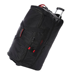 A.SAKS Luggage Lightweight Rolling Trolley Duffel with Wheels ( Black/Red , One Size ) Black/Red One Size U6