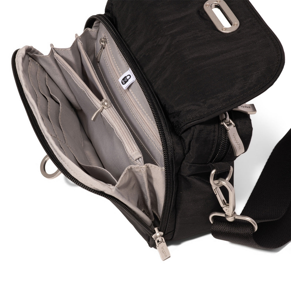 Baggallini Coastal Flip Lock Camera Bag Crossbody ( Black , One Size ) Black One Size U1