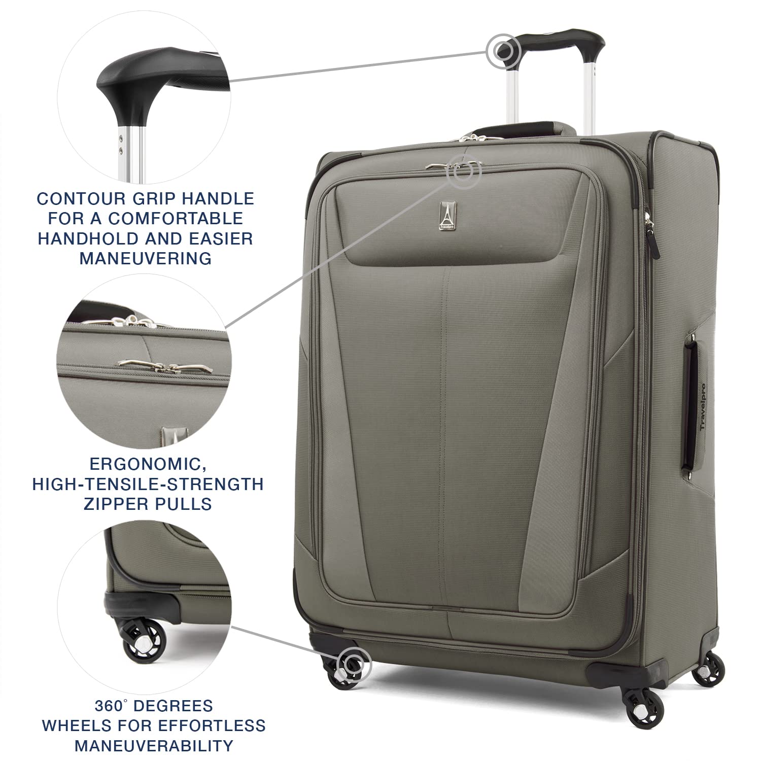 Travelpro Maxlite 5 Softside Expandable Luggage with 4 Spinner Wheels, Lightweight Suitcase, Men and Women Slate Green Checked Large 29 Inch U7