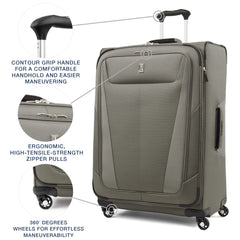 Travelpro Maxlite 5 Softside Expandable Luggage with 4 Spinner Wheels, Lightweight Suitcase, Men and Women Slate Green Checked Large 29 Inch U7