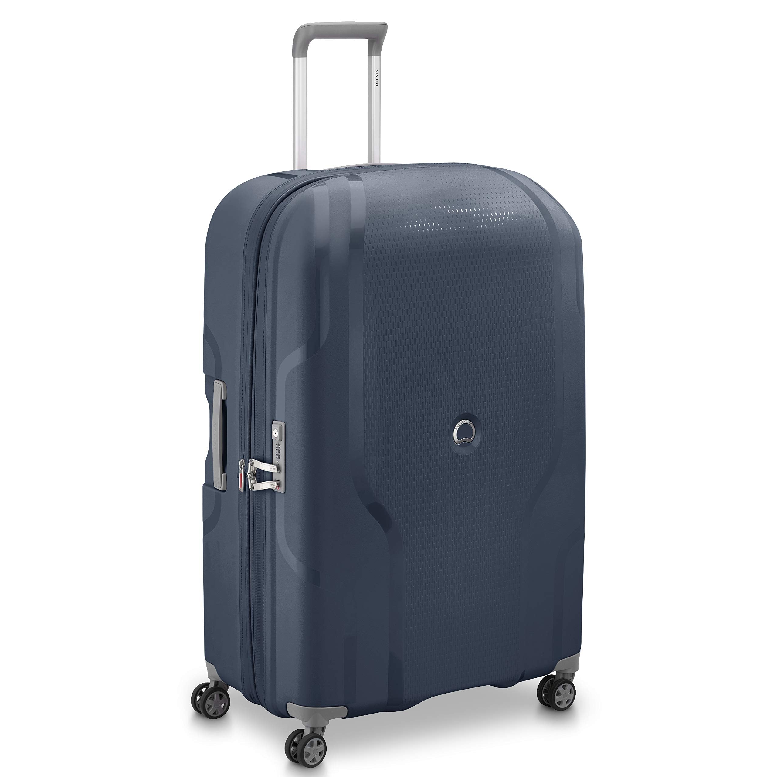 DELSEY Paris Clavel Hardside Expandable Luggage with Spinner Wheels BLUE JEAN Checked Large 30 Inch U5