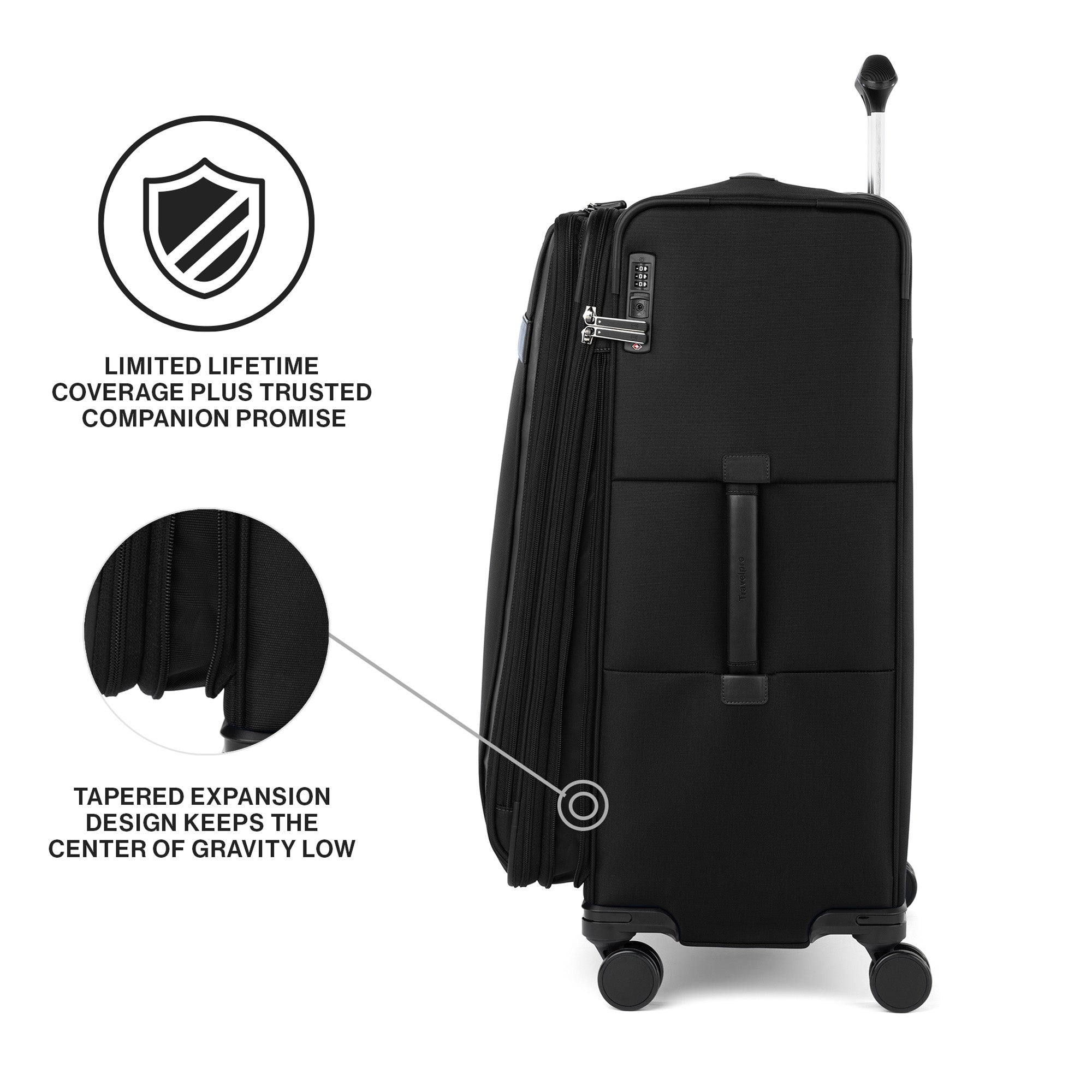 Travelpro VersaPack+ Lightweight Softside Expandable Checked Luggage, 8 Spinner, TSA Lock, Checked Large 29-Inch ( Black , Checked Large ) Black Checked Large U3