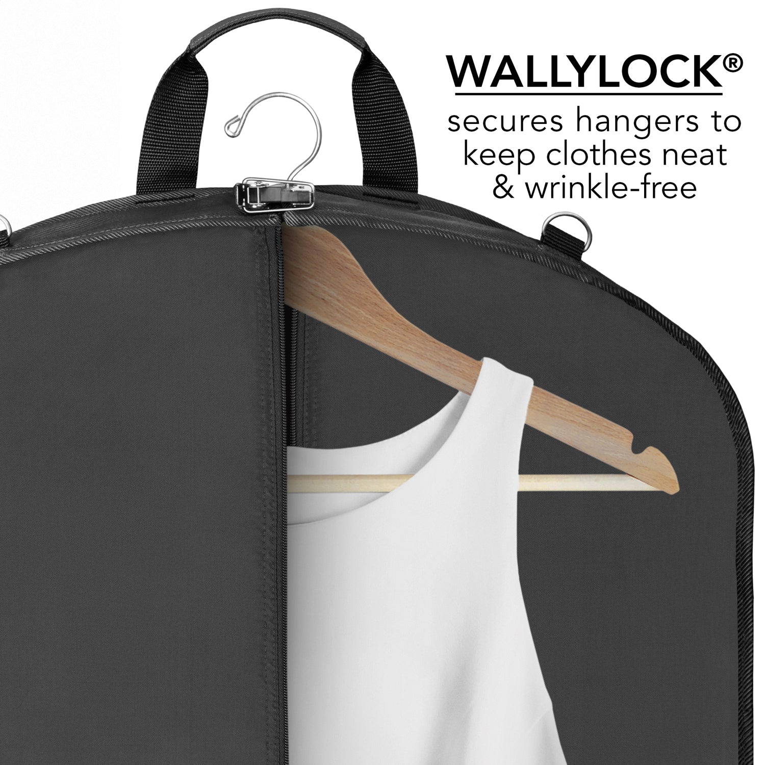 WallyBags 52" Premium Travel Garment Bag with shoulder strap and two large pockets ( Black , 52-Inch ) Black 52 Inch U2