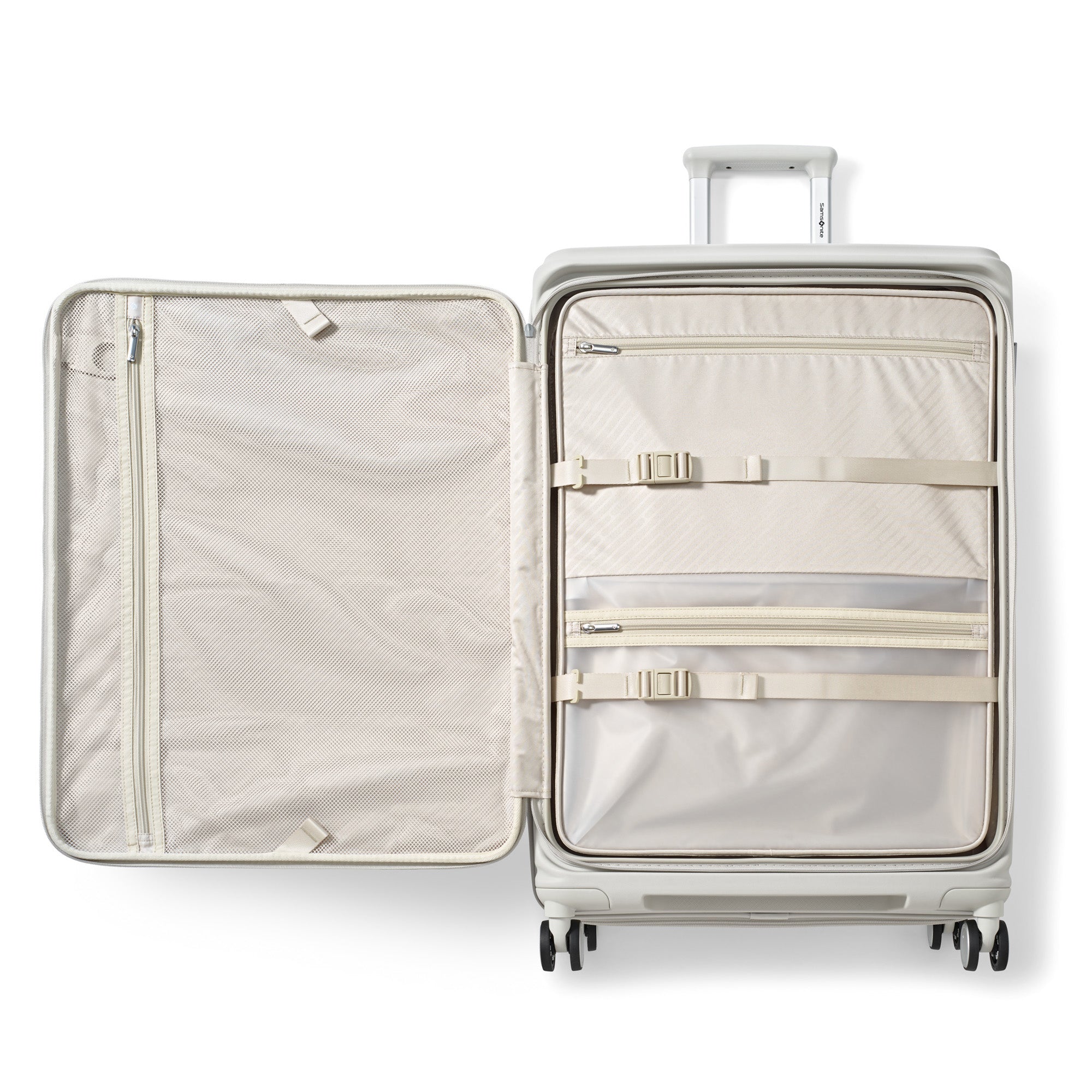 Samsonite Paralux Luggage - Innovative Design - Quick Access Front Pocket - Dual Suspension Wheel Technology - TSA Lock - Expandable - Includes Removable Packing Cubes ( Stone Grey , Large Checked Spinner ) Stone Grey Large Checked Spinner U1
