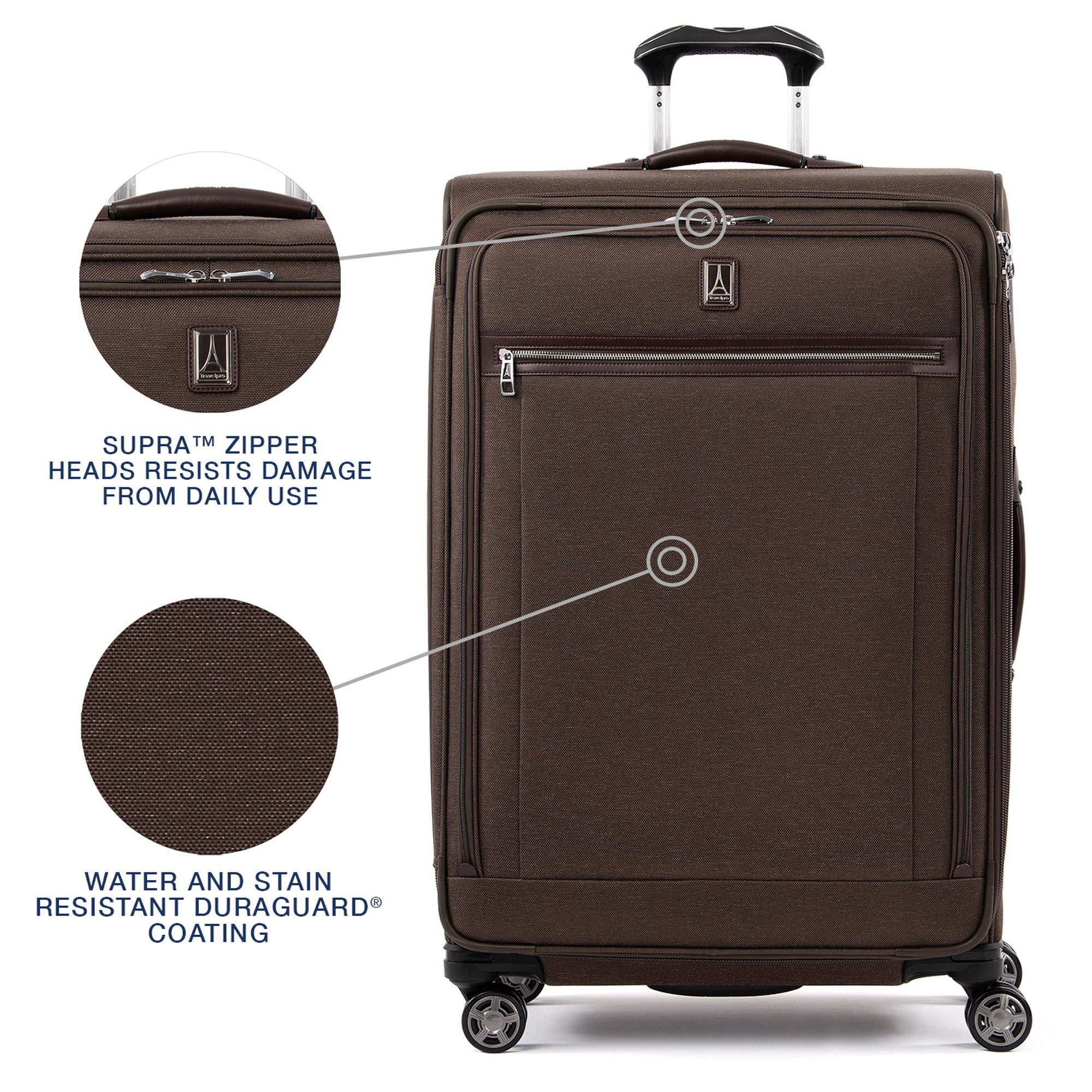 Travelpro Platinum Elite Softside Expandable Checked Luggage, 8 Wheel Spinner Large Suitcase, TSA Lock, Men and Women, Checked Large 29-Inch ( Rich Espresso Brown , Checked-Large 29-Inch ) Rich Espresso Brown Checked Large 29 Inch U2