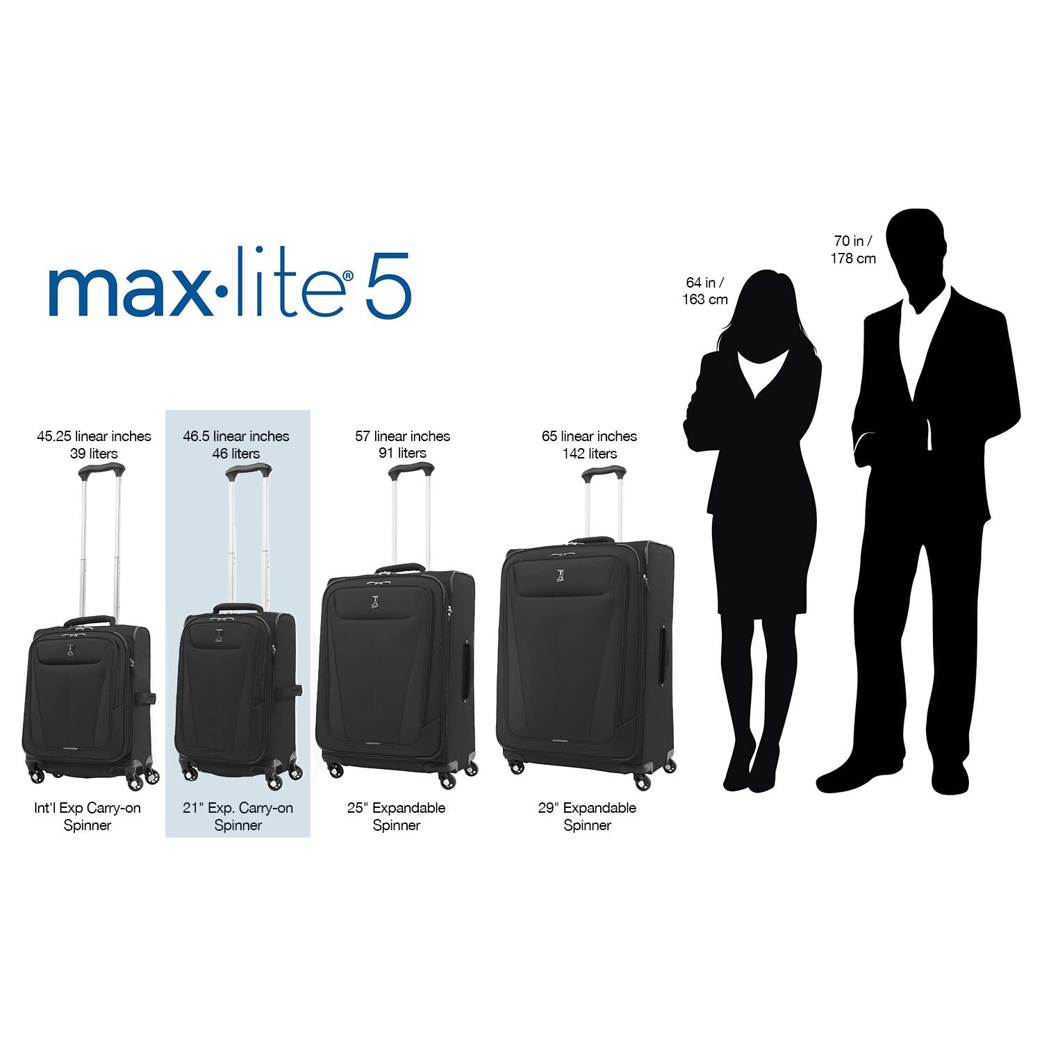 Travelpro Maxlite 5 Softside Expandable Luggage with 4 Spinner Wheels, Lightweight Suitcase, Men and Women U21