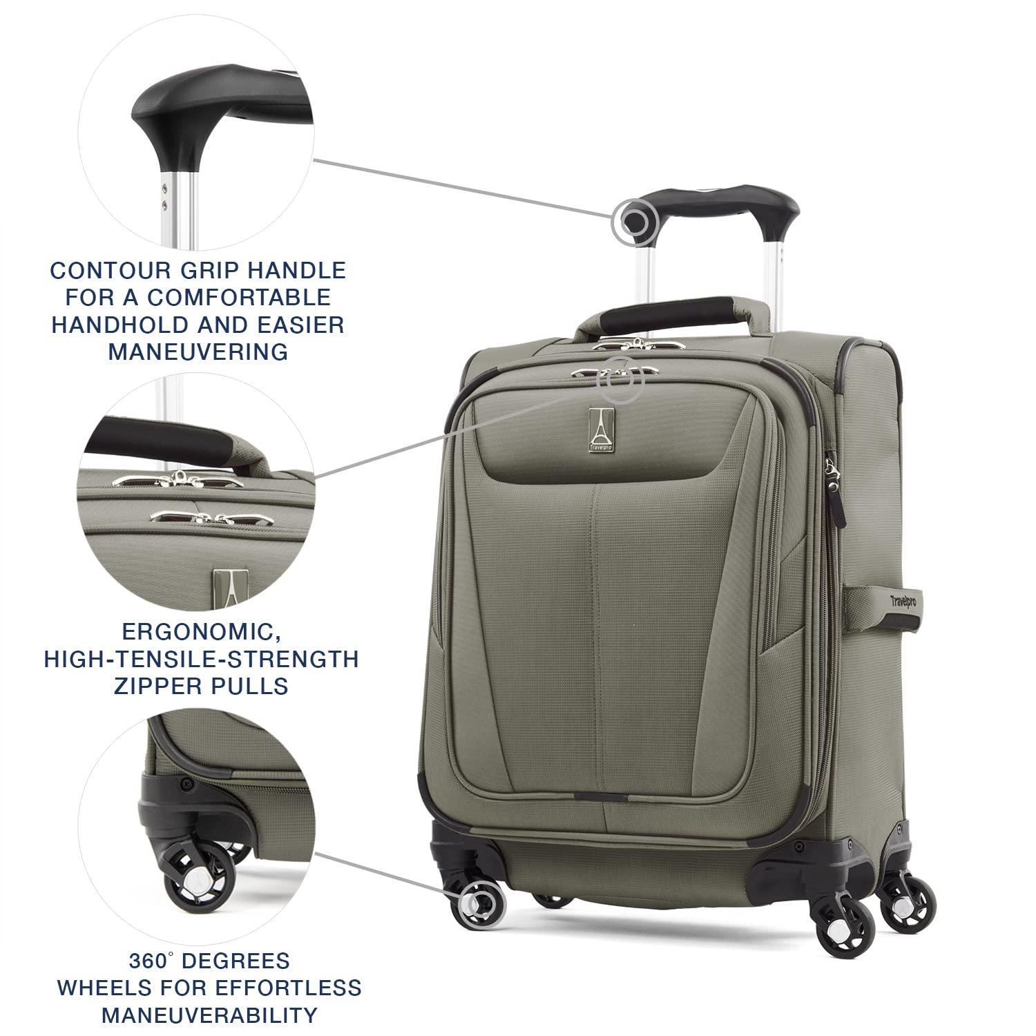 Travelpro Maxlite 5 Softside Expandable Luggage with 4 Spinner Wheels, Lightweight Suitcase, Men and Women Slate Green Carry On 19 Inch U3