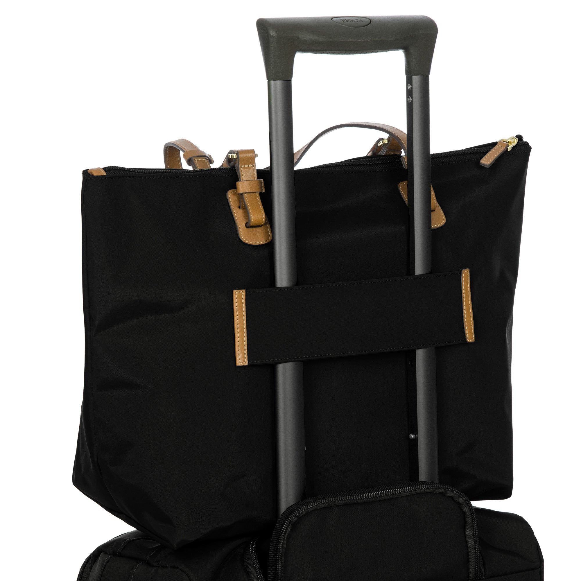 Brics X-Collection Sportina Large 3-in-1 Tote Bag - Water-Resistant Recycled Nylon Travel Carry-On Bag with Adjustable Strap and Luggage Pass-Through - Detachable Pouch Included ( Black , One Size ) Black One Size U3