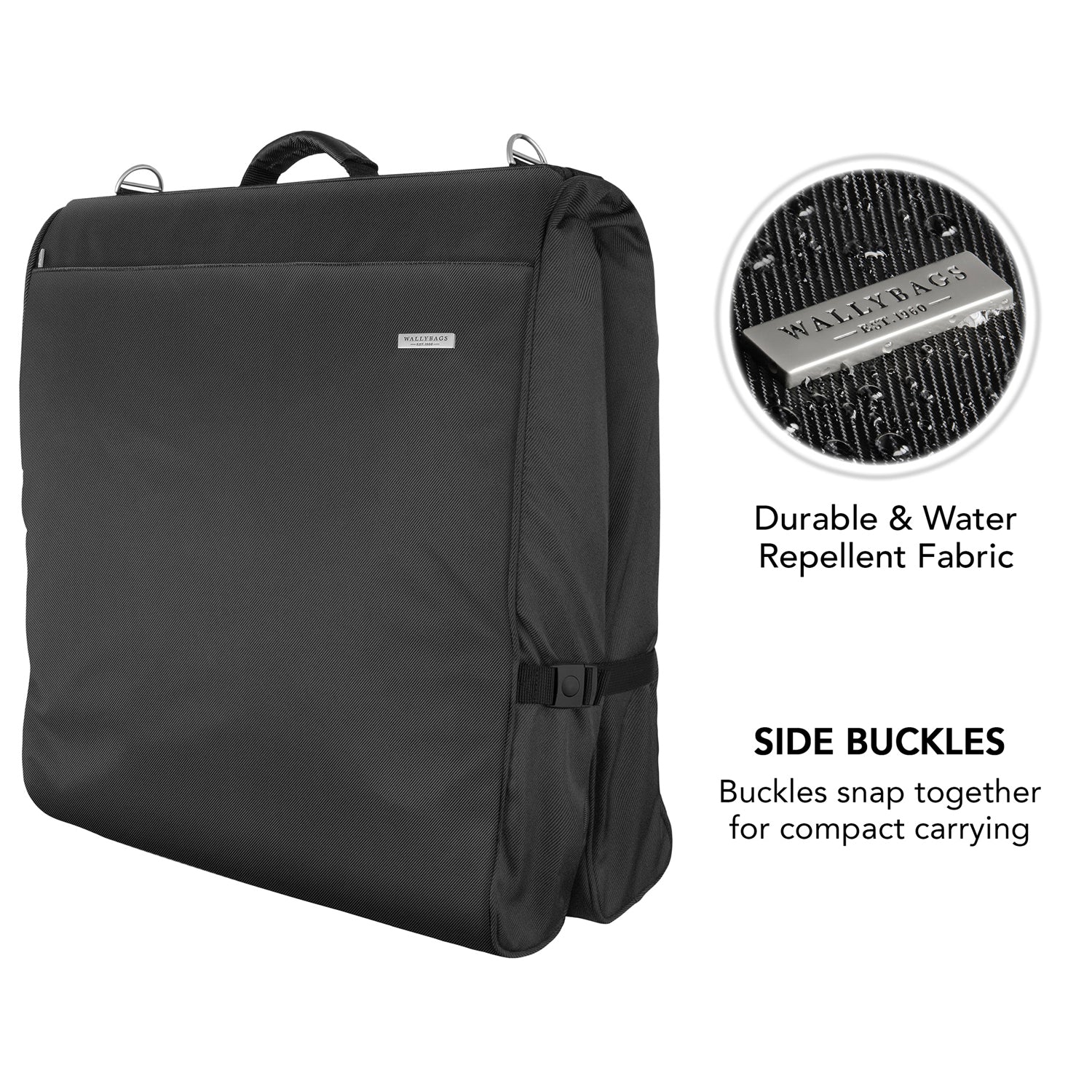 WallyBags 45" Premium Framed Garment Bag with shoulder strap and multiple pockets ( Black , 45-inch ) Black 45 Inch U2