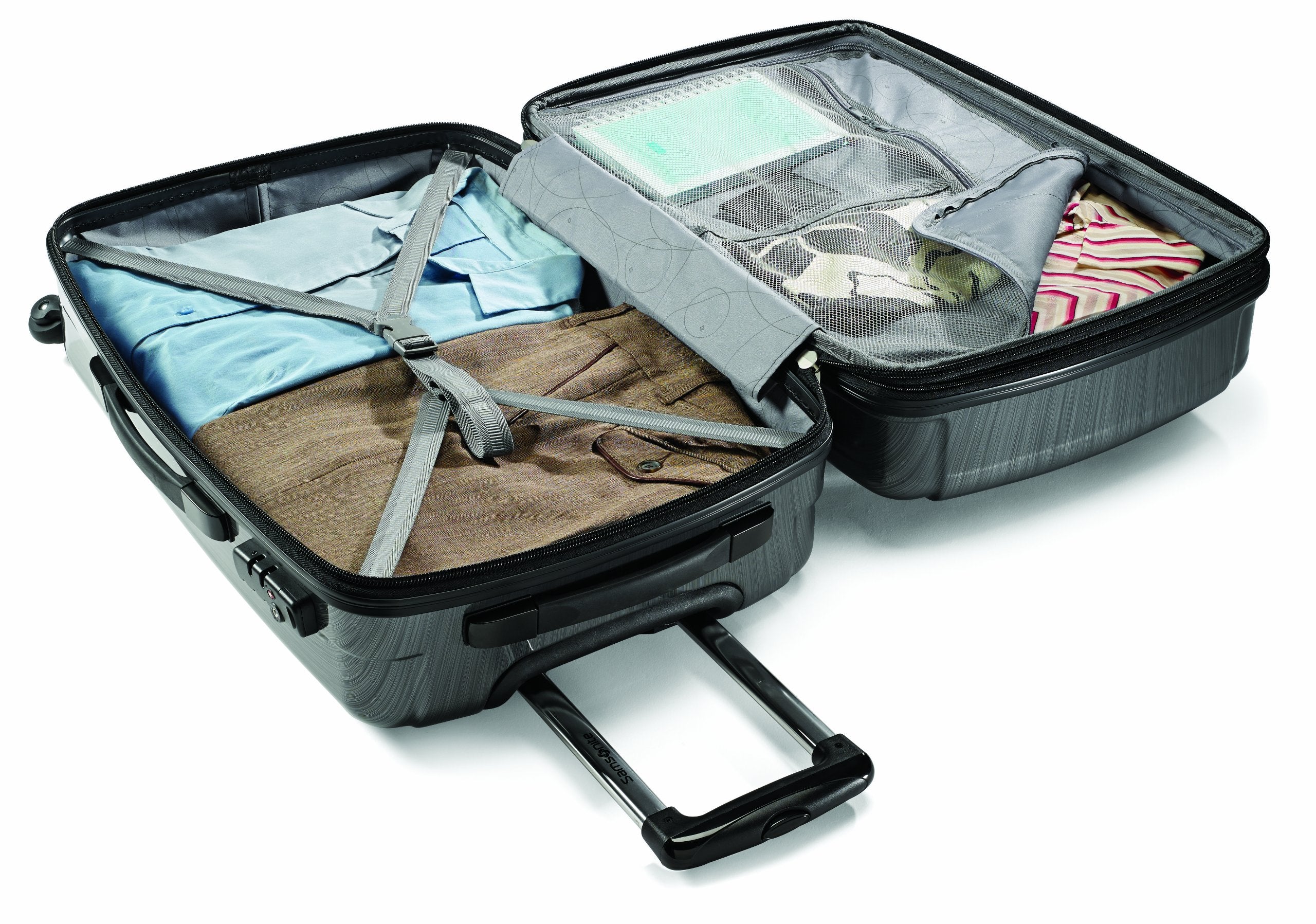 Samsonite Winfield 2 Hardside Luggage with 360 Spinner Wheels, TSA Lock, Airline Approved ( Charcoal , Checked-Medium 24-Inch ) Charcoal Checked Medium 24 Inch U3