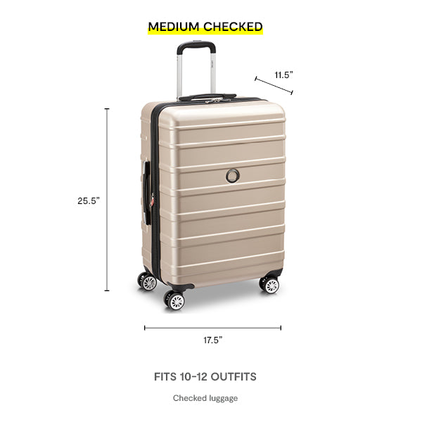 DELSEY Paris Margot Hardside Spinner Luggage Collection ( Gold , Checked Medium 24 Inch ) Gold Checked Medium 24 Inch U3
