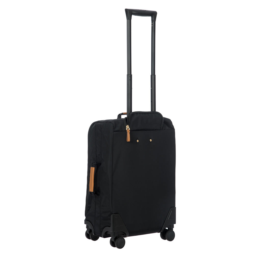 Bric's X-Travel 21 Carry-On Spinner Luxury Softside Luggage with 360 Wheels, Recycled Water-Resistant Fabric, Interior Pockets, and Leather Details ( Black , One Size ) Black One Size U2