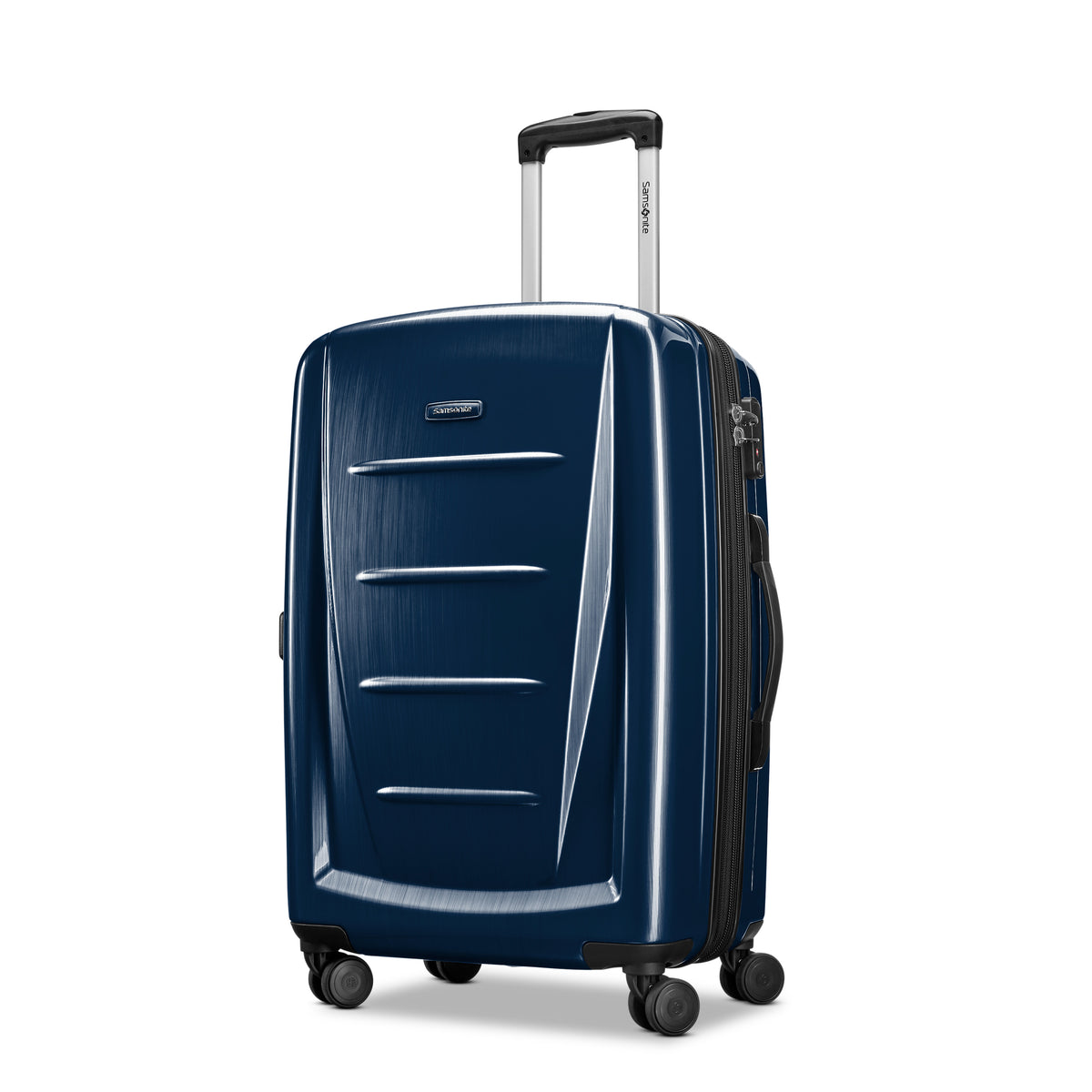 Samsonite Winfield 2 Hardside Luggage with 360 Spinner Wheels, TSA Lock, Airline Approved ( Navy , Checked-Medium 24-Inch ) Navy Checked Medium 24 Inch U6