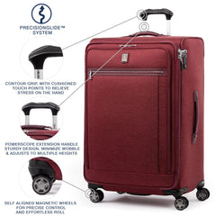 Travelpro Platinum Elite Softside Expandable Checked Luggage, 8 Wheel Spinner Large Suitcase, TSA Lock, Men and Women ( Bordeaux Red , Checked-Large 29-Inch ) Bordeaux Red Checked Large 29 Inch U6