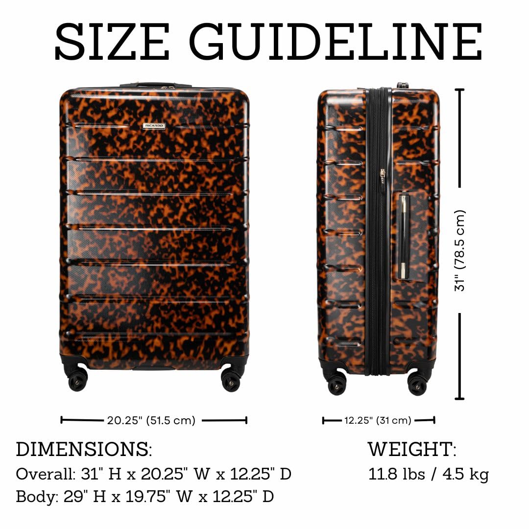 Ricardo Beverly Hills Cambria Hardside Luggage | Stylish Suitcase with Wheels for Effortless Travel, Expandable and Secure TSA-Locked Packing 29-inch Large Checked ( Tortoise , Checked Large 29-Inch ) Tortoise Checked Large 29 Inch U2
