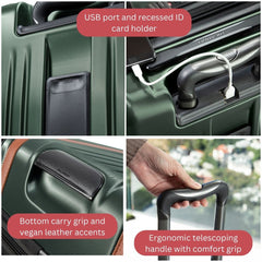Ricardo Beverly Hills Montecito 2.0 Hardside with Dual Spinning Wheels, Expandable with Comfort Grip for Easy Packing and Moving, Men and Women ( Hunter Green , Check-In Medium 25-Inch ) Hunter Green Check In Medium 25 Inch U1