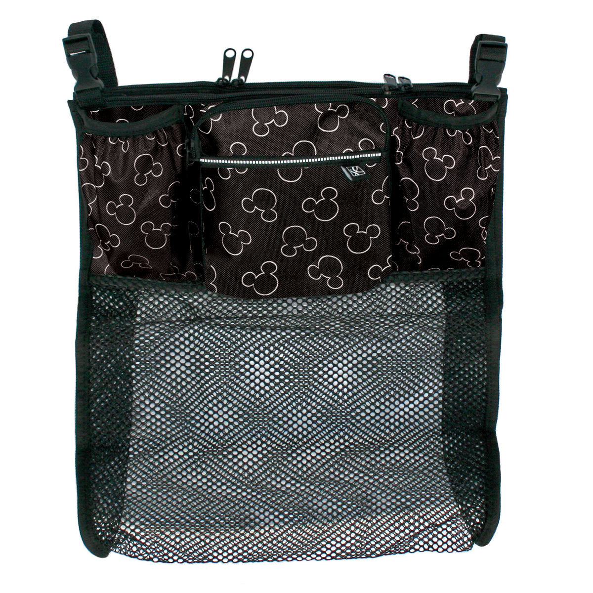 J.L. Childress Cups 'N Cargo, Universal Fit Stroller Organizer with Extra Large Storage, Expandable Deep Cup Holders, Multiple Zippered Pockets, Unique Large Mesh Bag for Larger Items ( Mickey Black , One Size ) Mickey Black One Size U1