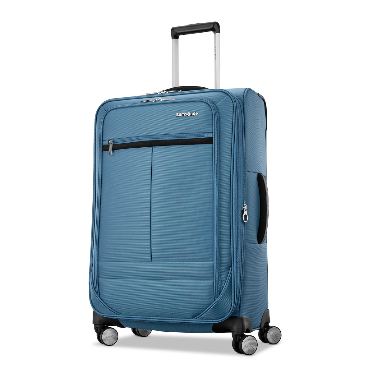 Samsonite Element Soft-Sided 25-Inch Lightweight Medium Checked Expandable Suitcase: Durable, 360 Spinner Wheels, Adjustable Telescopic Handle, 2 Front & 1 Side Pocket ( Captains Blue , 25-Inch Checked-Medium ) Captains Blue 25 Inch Checked Medi U2