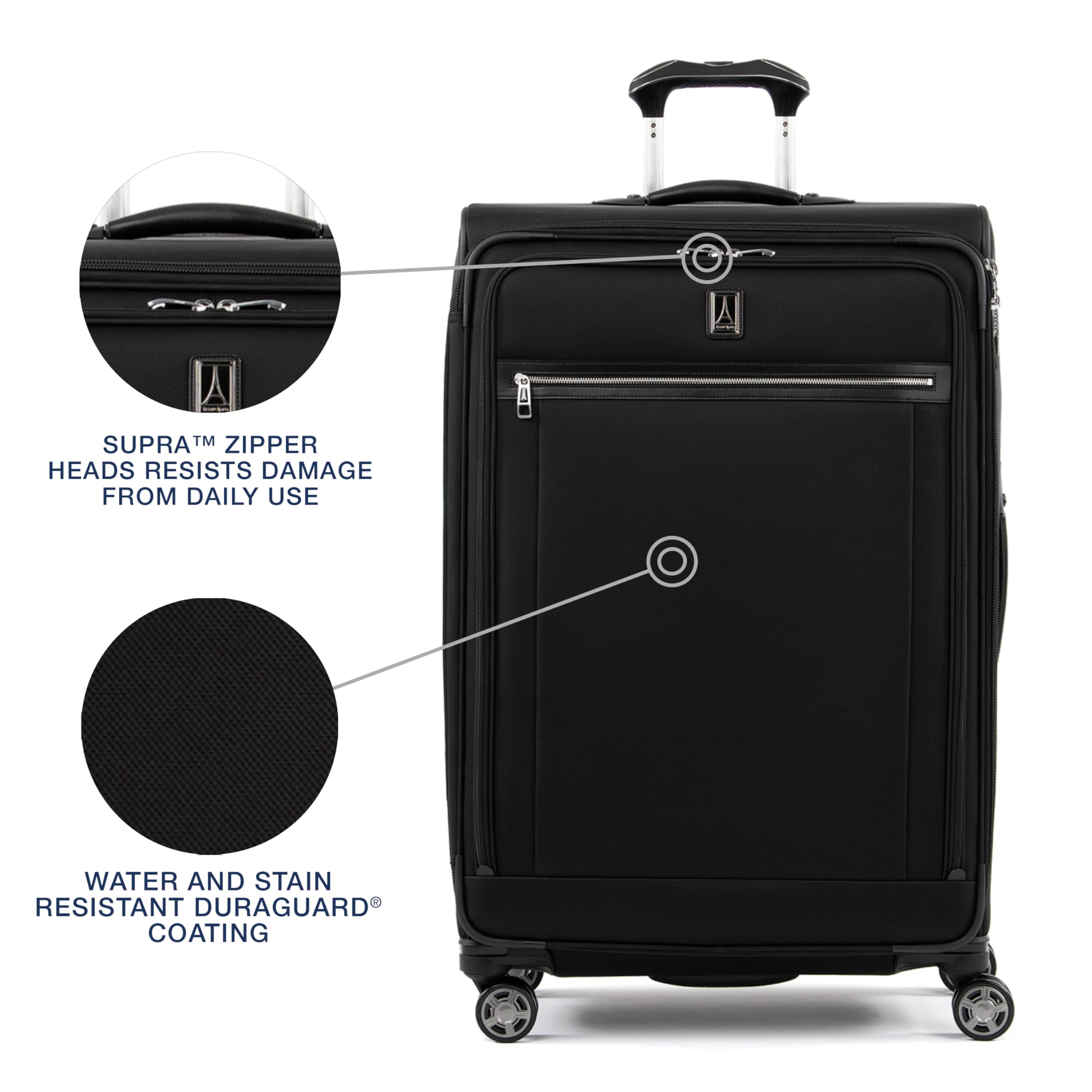 Travelpro Platinum Elite Softside Expandable Checked Luggage, 8 Wheel Spinner Large Suitcase, TSA Lock, Men and Women ( Shadow Black , Checked-Large 29-Inch ) Shadow Black Checked Large 29 Inch U11