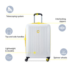 Delsey Paris Christine Hardside Expandable Luggage with Spinner Wheels ( White with Yellow Trim , Checked-Large 28 Inch ) White with Yellow Trim Checked Large 28 Inch U3