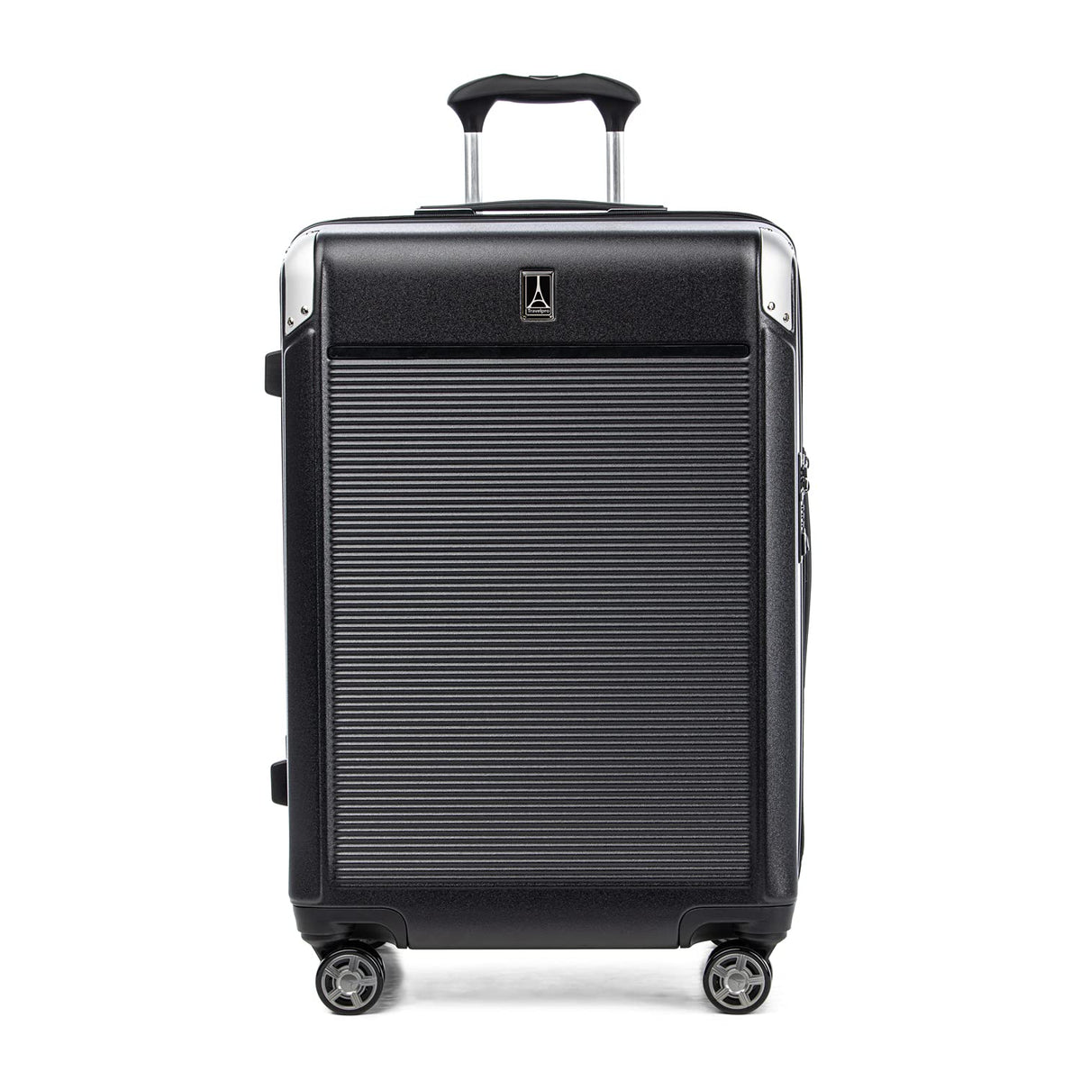 Travelpro Platinum Elite Hardside Expandable Spinner Wheel Luggage TSA Lock Hard Shell Polycarbonate Suitcase ( Shadow Black , Checked- Medium 25-Inch ) Shadow Black Checked Medium 25 Inch U3