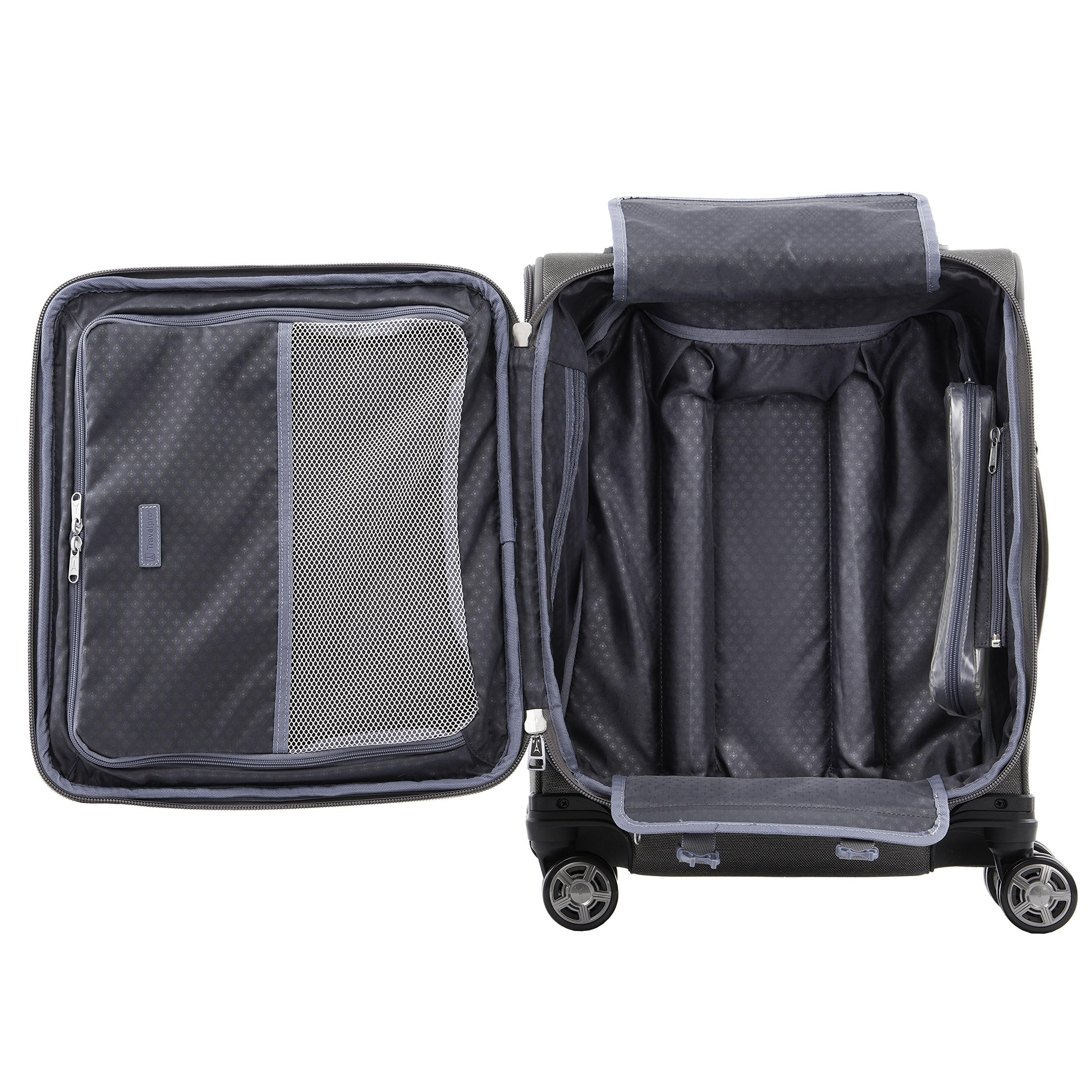 Travelpro Platinum Elite Softside Expandable Checked Luggage, 8 Wheel Spinner Large Suitcase, TSA Lock, Men and Women ( Vintage Grey , International Carry-on 19-Inch ) Vintage Grey International Carry On 19 Inch U5