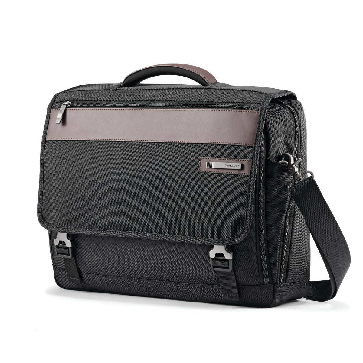 Samsonite Kombi Flapover Briefcase ( Black/Brown ) Black/Brown  U2