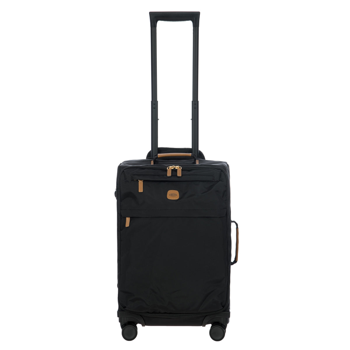 Bric's X-Travel 21 Carry-On Spinner Luxury Softside Luggage with 360 Wheels, Recycled Water-Resistant Fabric, Interior Pockets, and Leather Details ( Black , One Size ) Black One Size U2