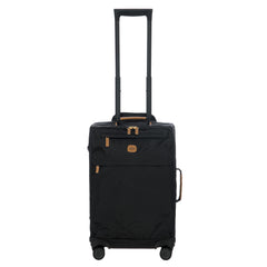 Bric's X-Travel 21 Carry-On Spinner Luxury Softside Luggage with 360 Wheels, Recycled Water-Resistant Fabric, Interior Pockets, and Leather Details ( Black , One Size ) Black One Size U2