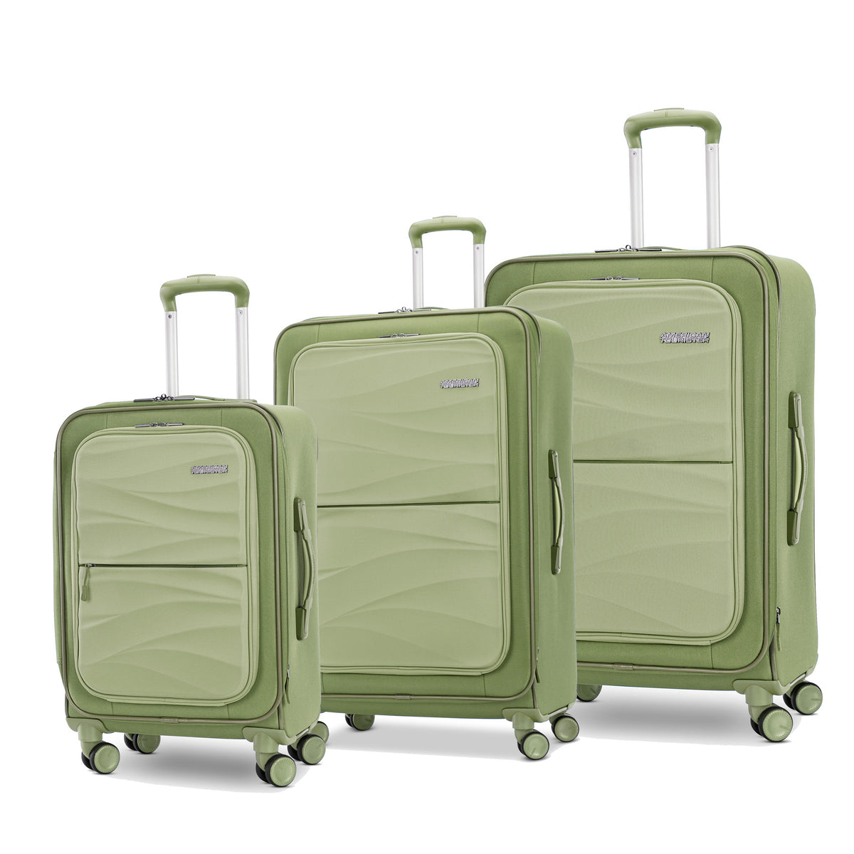 American Tourister Cascade Softside 4 Wheel Spinner, TSA Lock, Lightweight Suitcase, Men and Women ( Sage Green , 3PC Set (20"/24"/28") ) Sage Green 3 PC Set 20 24 28 U3