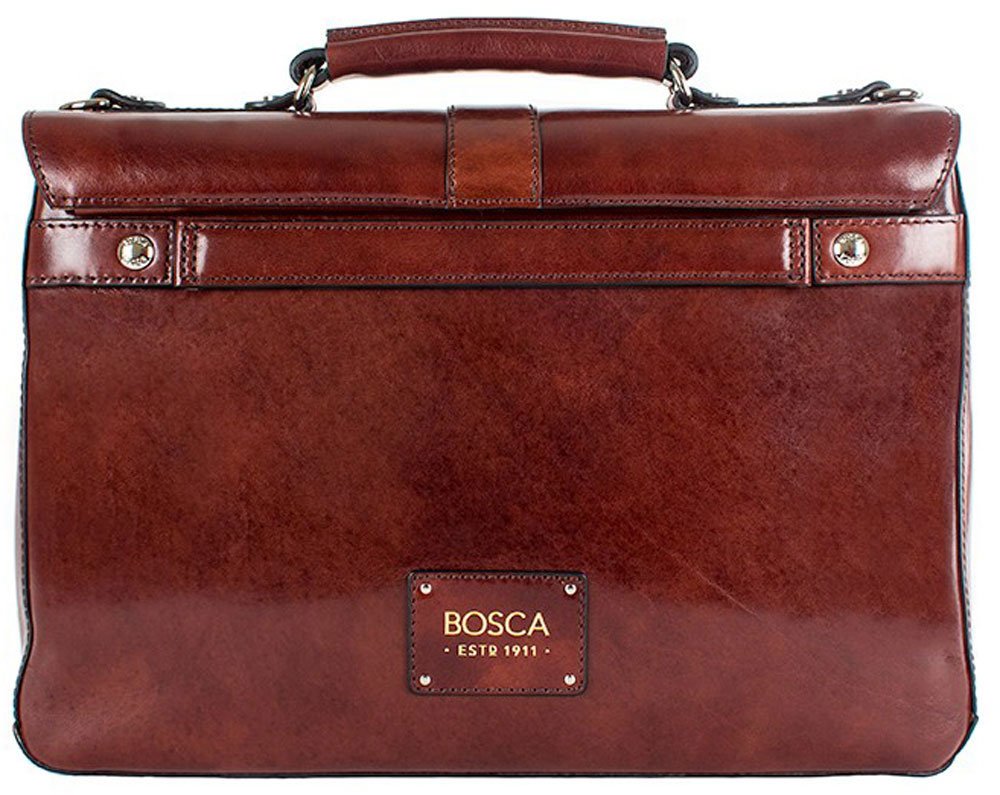 Bosca Old Leather Single Gusset Flapover Brief ( Dark Brown , One Size ) Dark Brown One Size U3