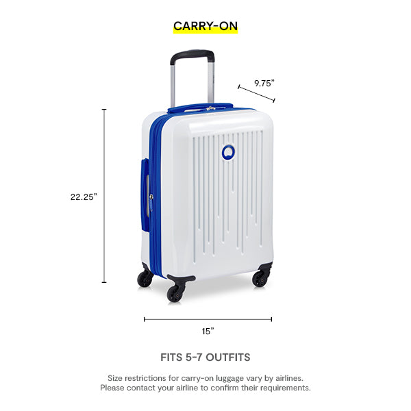 Delsey Paris Christine Hardside Expandable Luggage with Spinner Wheels ( White with Blue Trim , 3 Piece Set (20/24/28) ) White with Blue Trim 3 Piece Set 20 24 28 U1