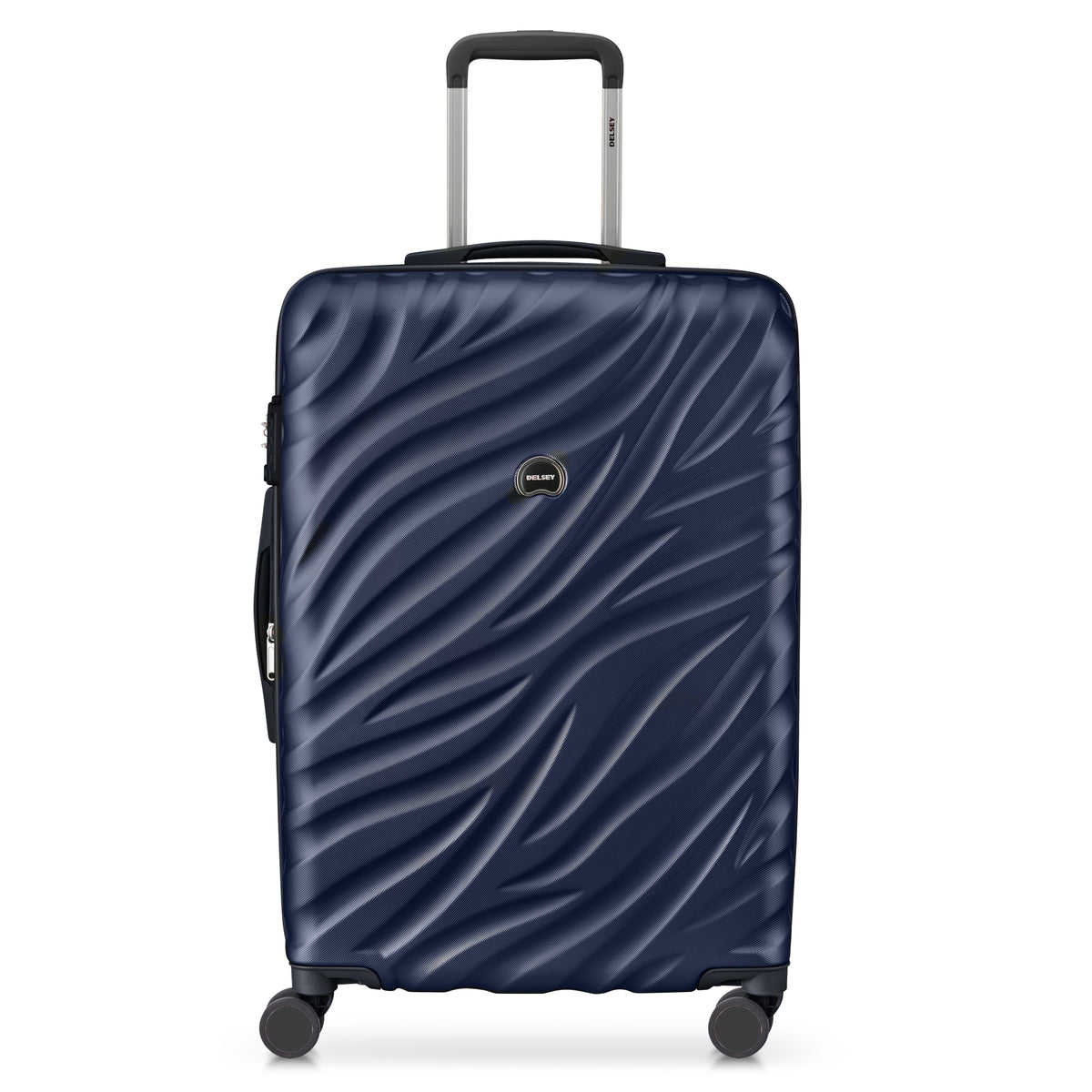 Delsey Alexis Lightweight Luggage, 4-Wheel Spinners Hardshell Suitcase, Expandable with TSA Lock  ( Navy , Checked-Medium 25-Inch ) Navy Checked Medium 25 Inch U12