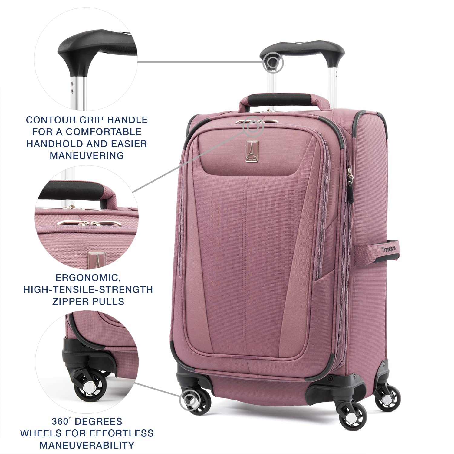 Travelpro Maxlite 5 Softside Expandable Luggage with 4 Spinner Wheels, Lightweight Suitcase, Men and Women ( Dusty Rose Pink , Carry-on 21-Inch ) Dusty Rose Pink Carry On 21 Inch U7