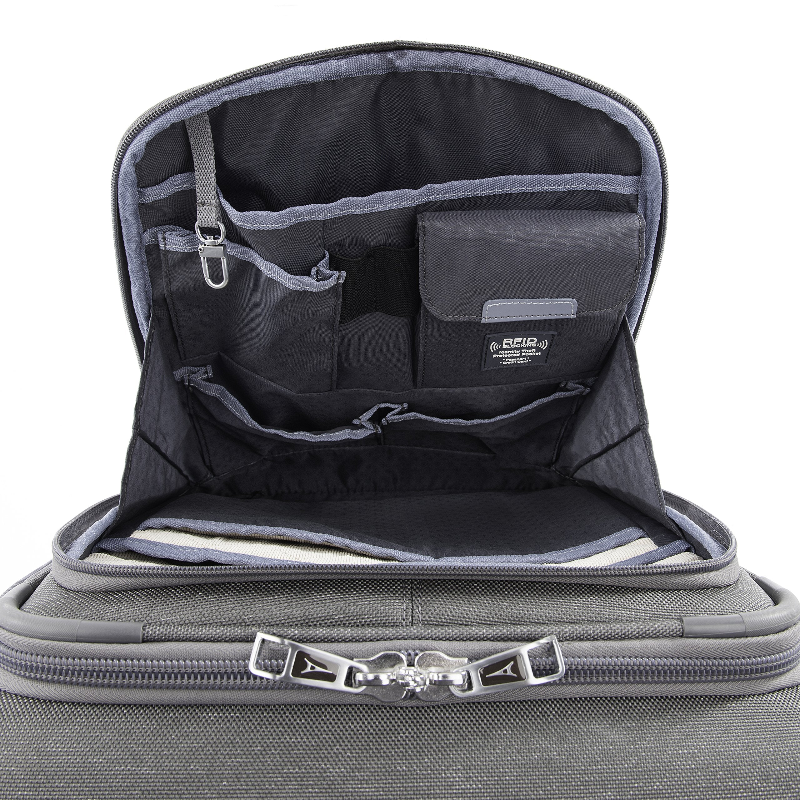 Travelpro Platinum Elite Softside Expandable Luggage, 8 Wheel Spinner Suitcase, USB Port, Fits up to 15" Laptop, Men and Women, Business Plus ( Vintage Grey , Carry-On 20-Inch ) Vintage Grey Carry On 20 Inch U1
