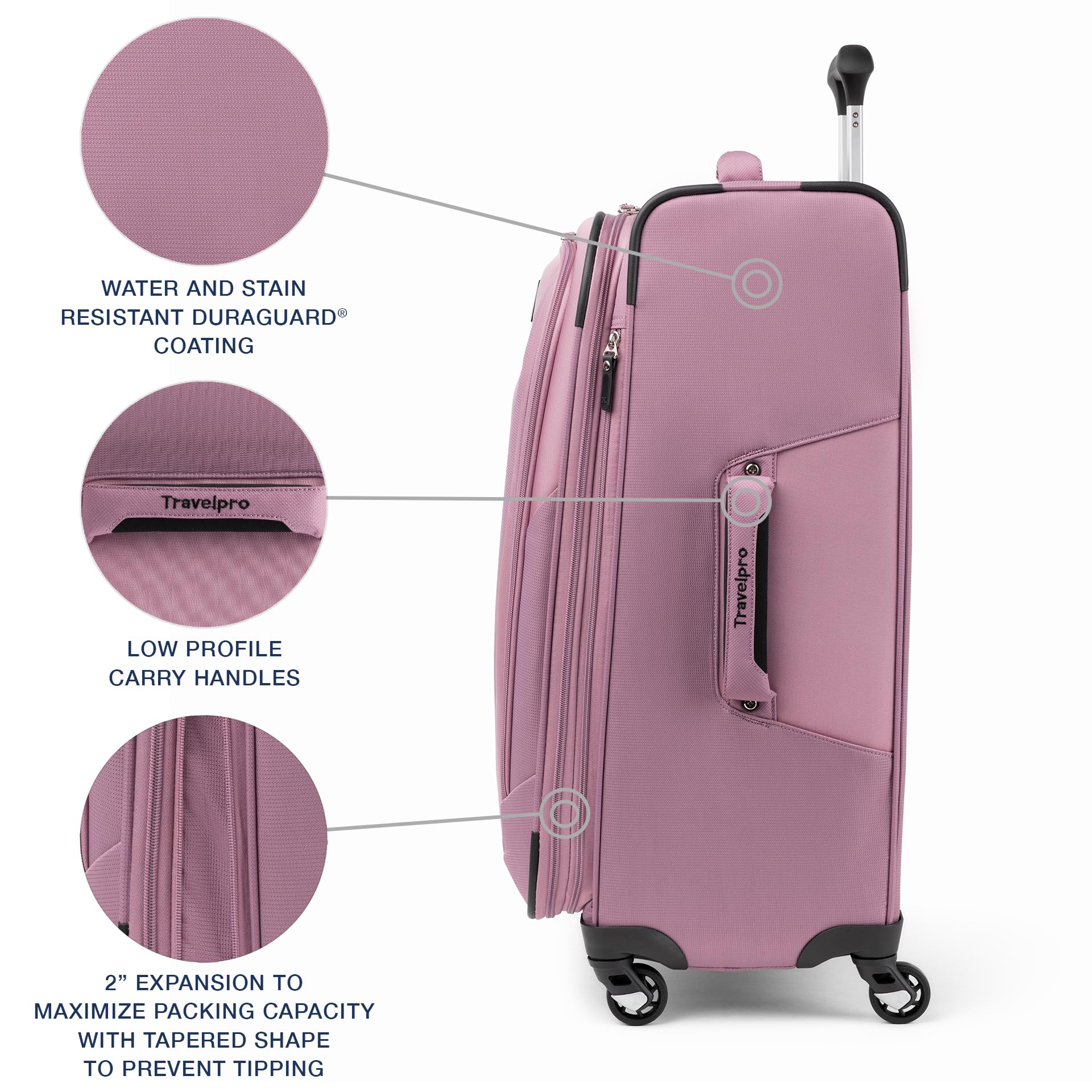 Travelpro Maxlite 5 Softside Expandable Luggage with 4 Spinner Wheels, Lightweight Suitcase, Men and Women ( Orchid Pink Purple , Checked-Medium 25-Inch ) Orchid Pink Purple Checked Medium 25 Inch U2