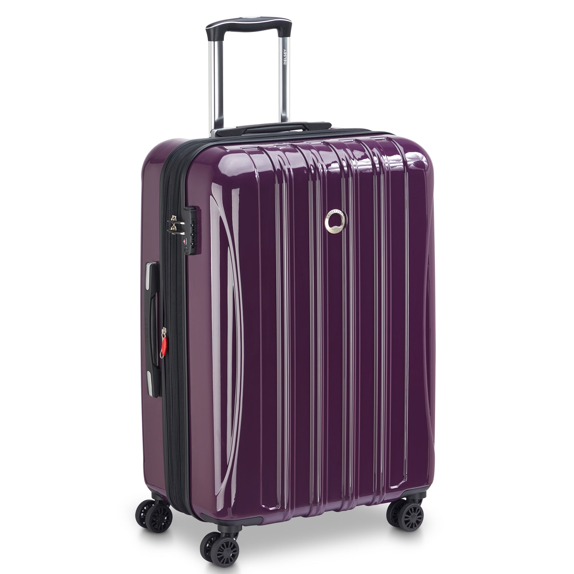 DELSEY Paris Helium Aero Hardside Expandable Luggage with Spinner Wheels ( Plum , Checked-Medium 25 Inch ) Plum Checked Medium 25 Inch U6