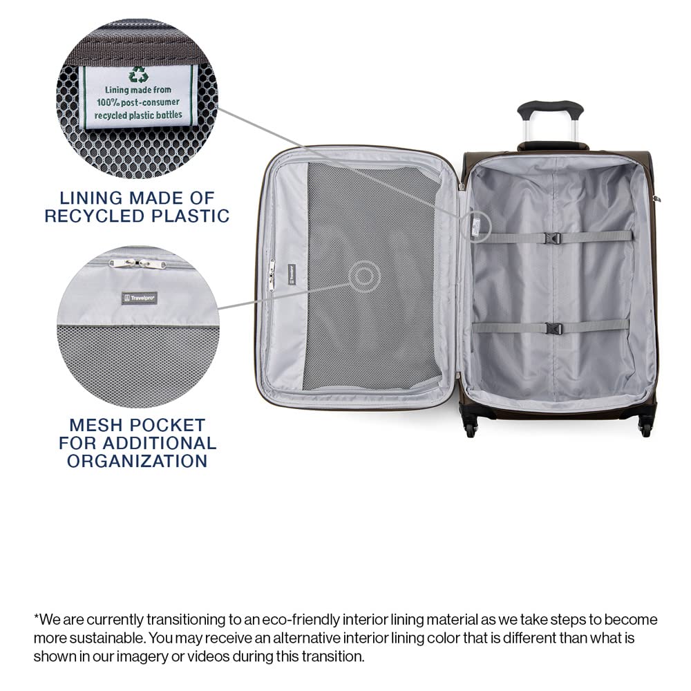 Travelpro Maxlite 5 Softside Expandable Luggage with 4 Spinner Wheels, Lightweight Suitcase, Men and Women ( Mocha , Checked-Medium 25-Inch ) Mocha Checked Medium 25 Inch U16