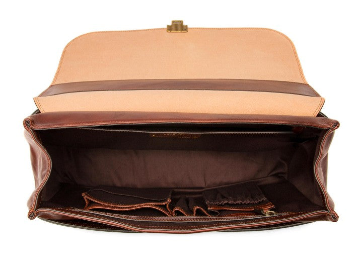 Bosca Men's Dolce Collection Flapover Briefcase ( Dark Brown , One Size ) Dark Brown One Size U1