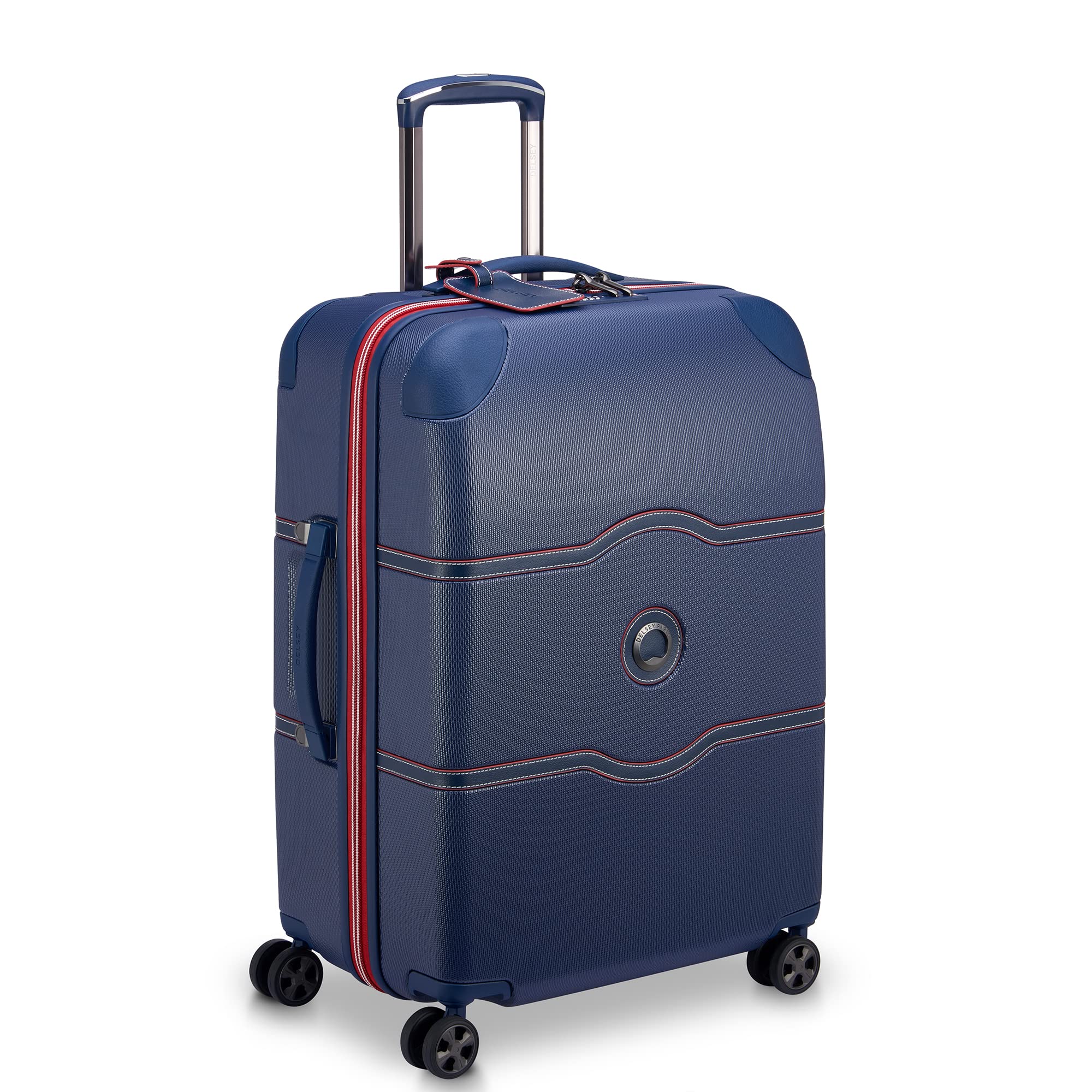 DELSEY Paris Chatelet Air 2.0 Hardside Luggage with Spinner Wheels ( Navy , Checked-Medium 24 Inch ) Navy Checked Medium 24 Inch U6